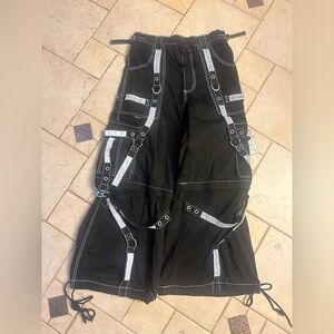 Vintage Tripp NYC Darkstreet Black & White Lock Up Wide Leg Pants Size M 33x 31